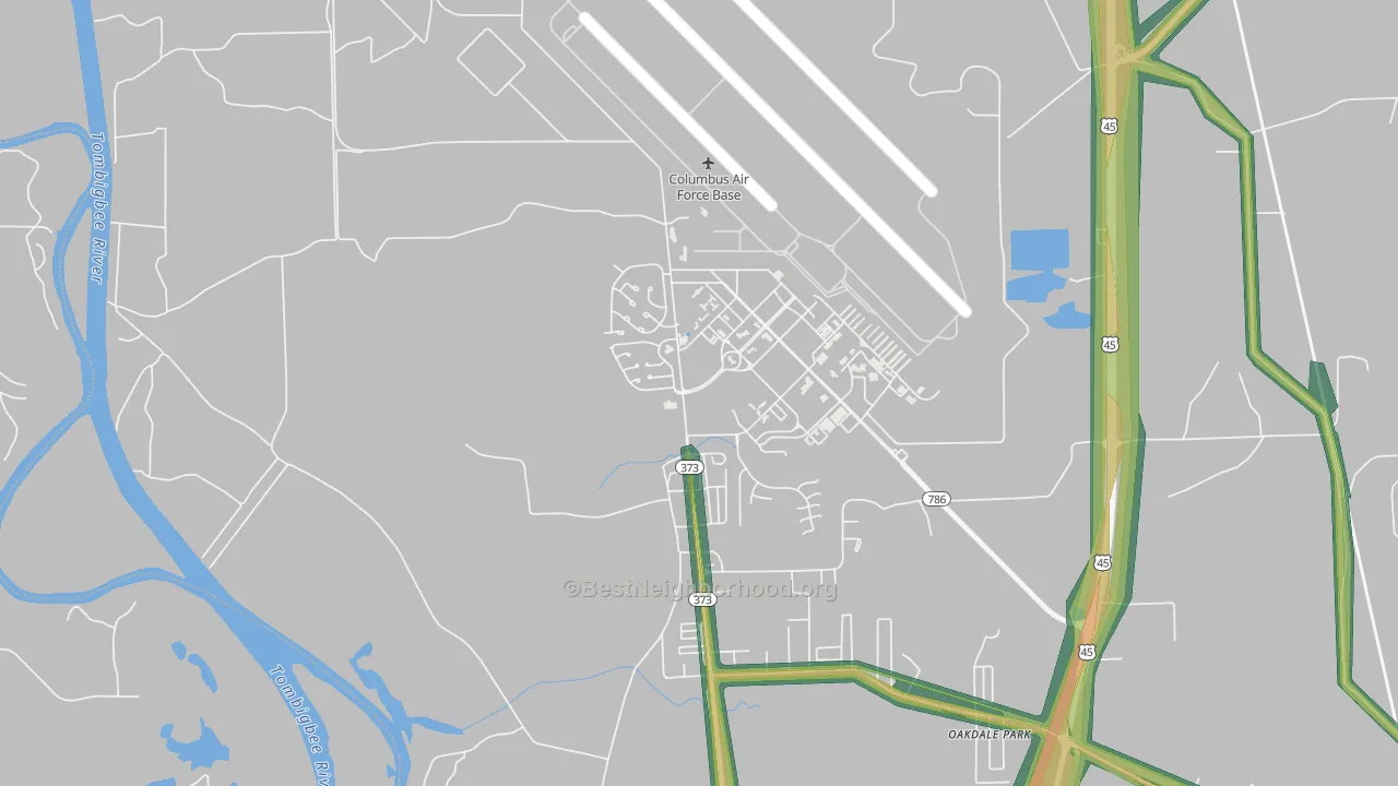 Columbus AFB, MS Map of Noise Levels in Columbus AFB
