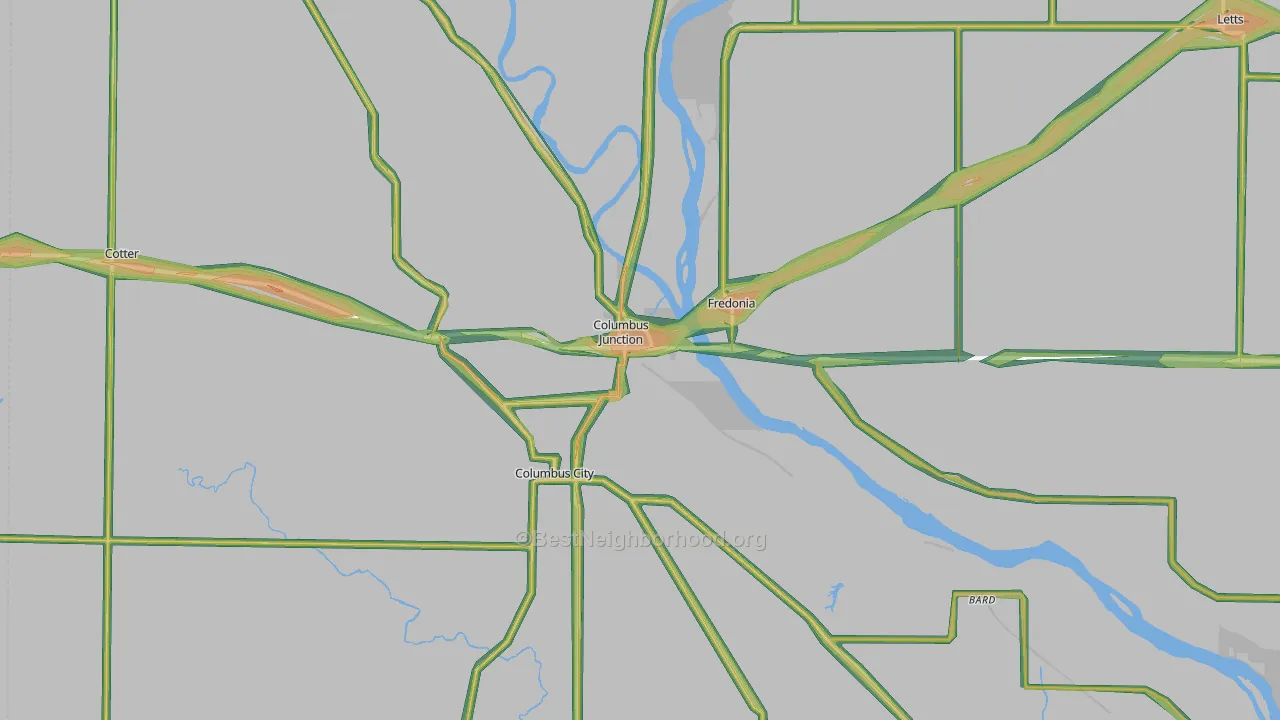 Columbus Junction, IA Map of Noise Levels in Columbus Junction