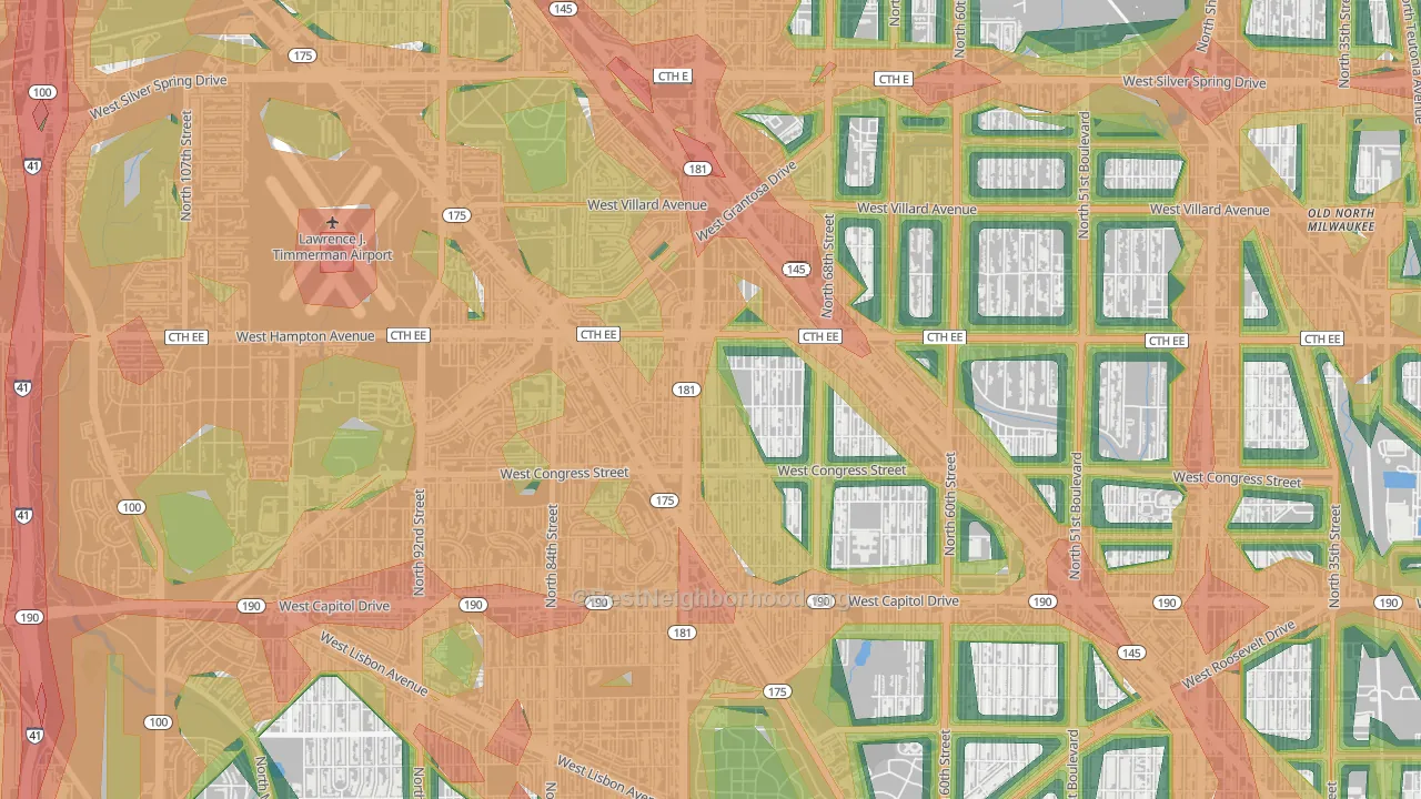 Columbus Park, Milwaukee, WI Map of Noise Levels in Columbus Park
