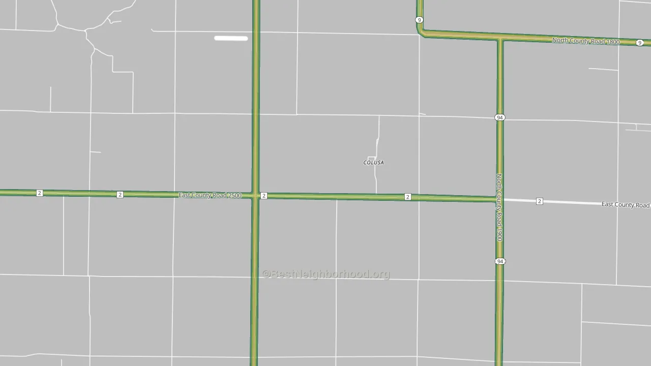 Colusa, IL Map of Noise Levels in Colusa