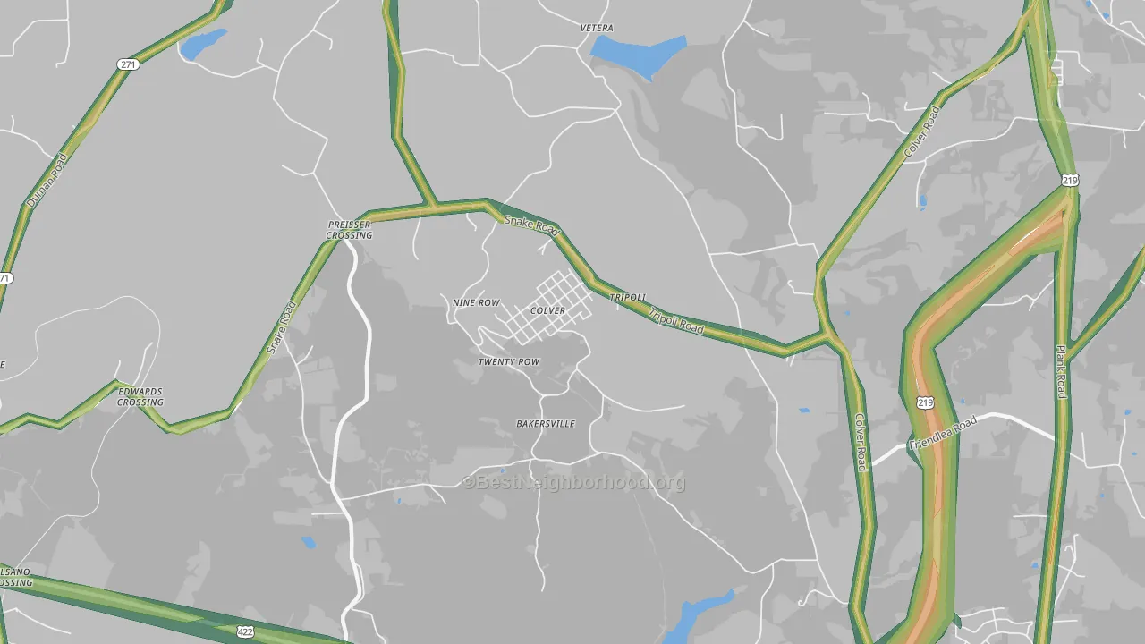 Colver, PA Map of Noise Levels in Colver