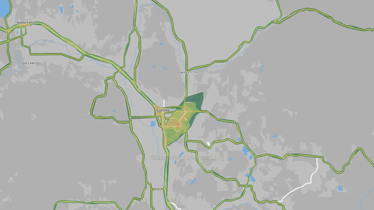 Colville, WA Map of Noise Levels in Colville