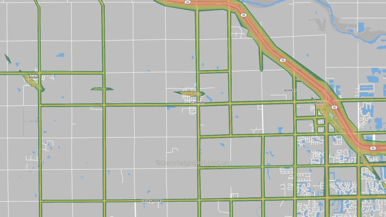 Colwich, KS Map of Noise Levels in Colwich