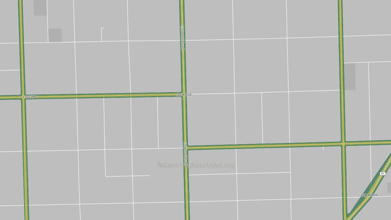 Colwood, MI Map of Noise Levels in Colwood