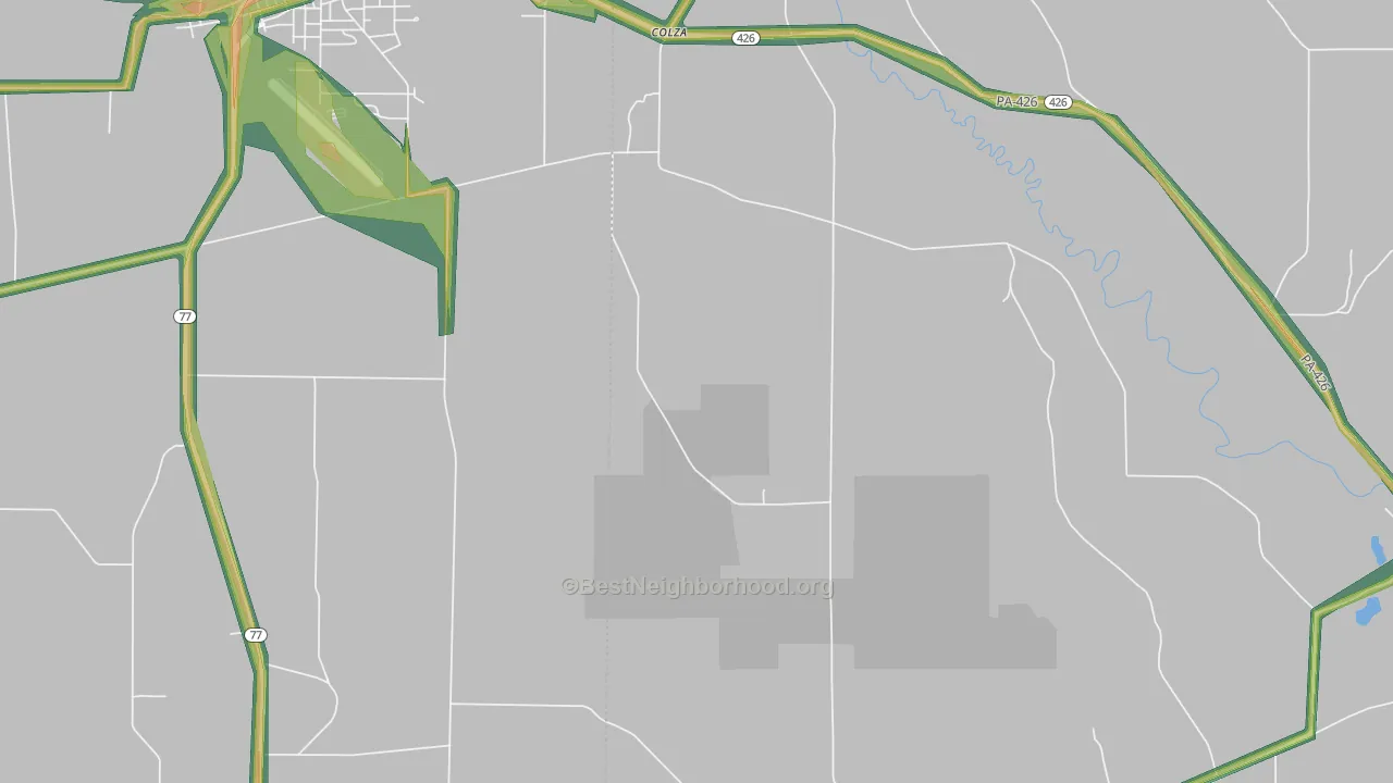 Colza, PA Map of Noise Levels in Colza