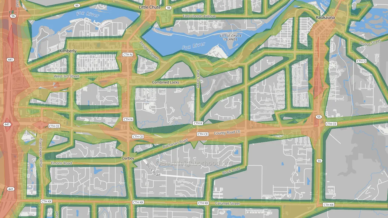 Combined Locks, WI Map of Noise Levels in Combined Locks