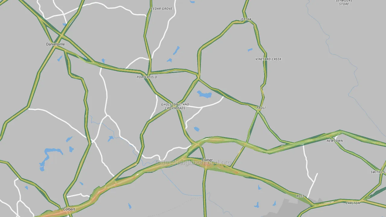Comer, GA Map of Noise Levels in Comer