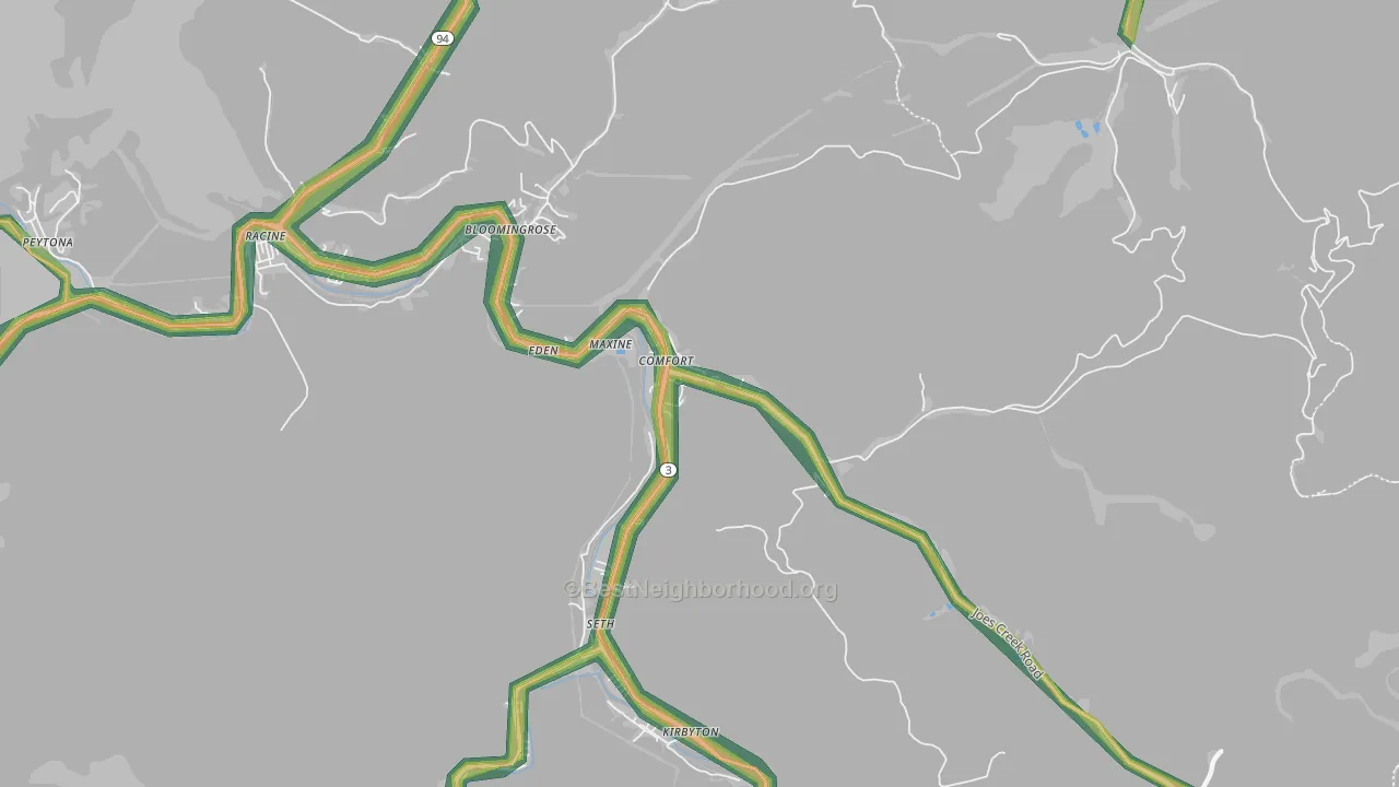 Comfort, WV Map of Noise Levels in Comfort