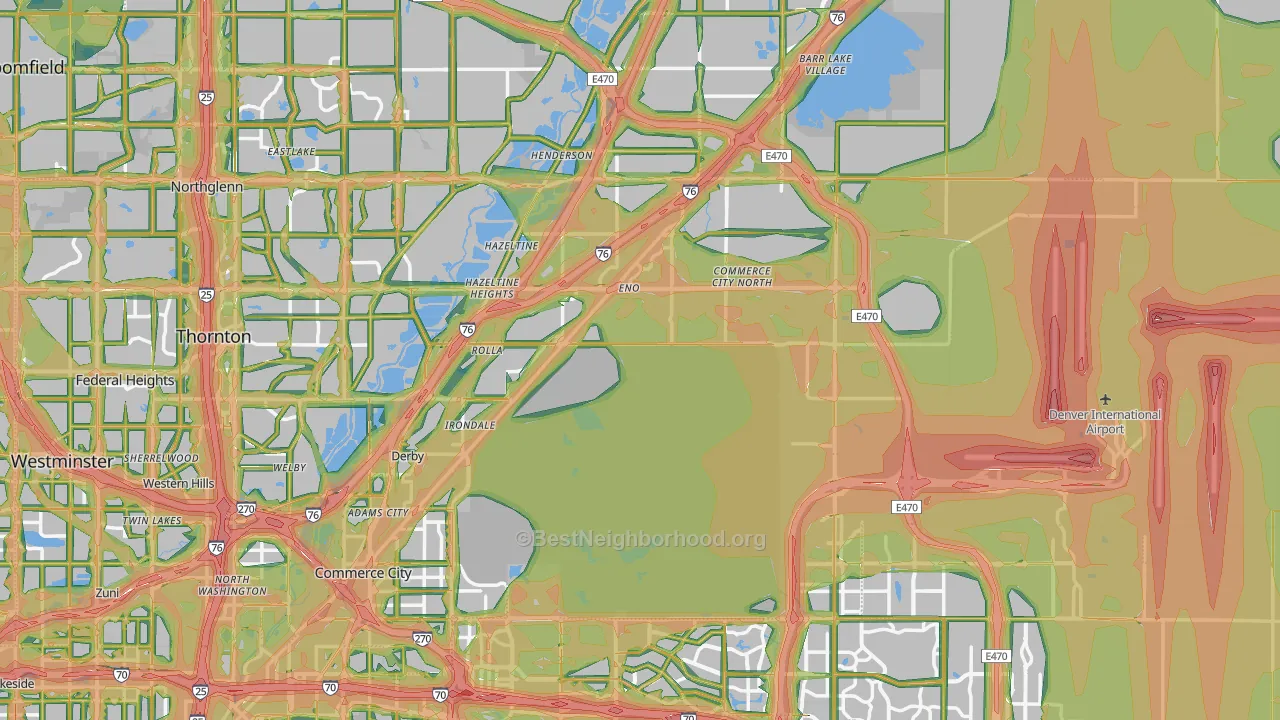 Commerce City, CO Map of Noise Levels in Commerce City