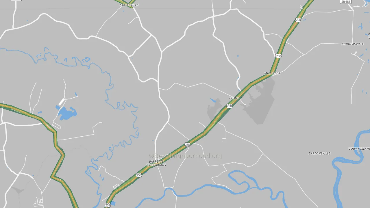 Como, NC Map of Noise Levels in Como
