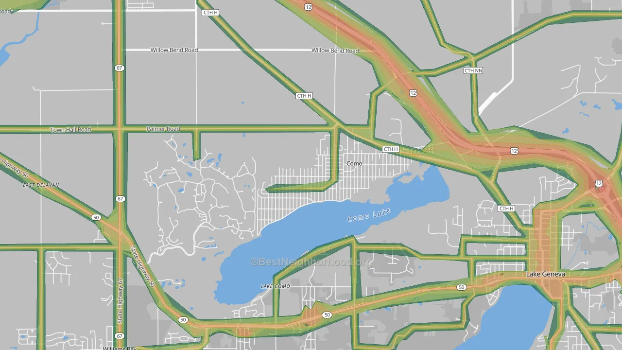 Como, WI Map of Noise Levels in Como