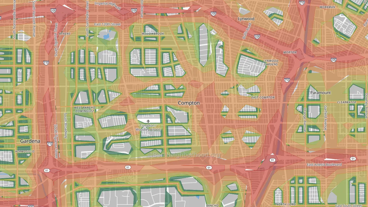 Compton, CA Map of Noise Levels in Compton