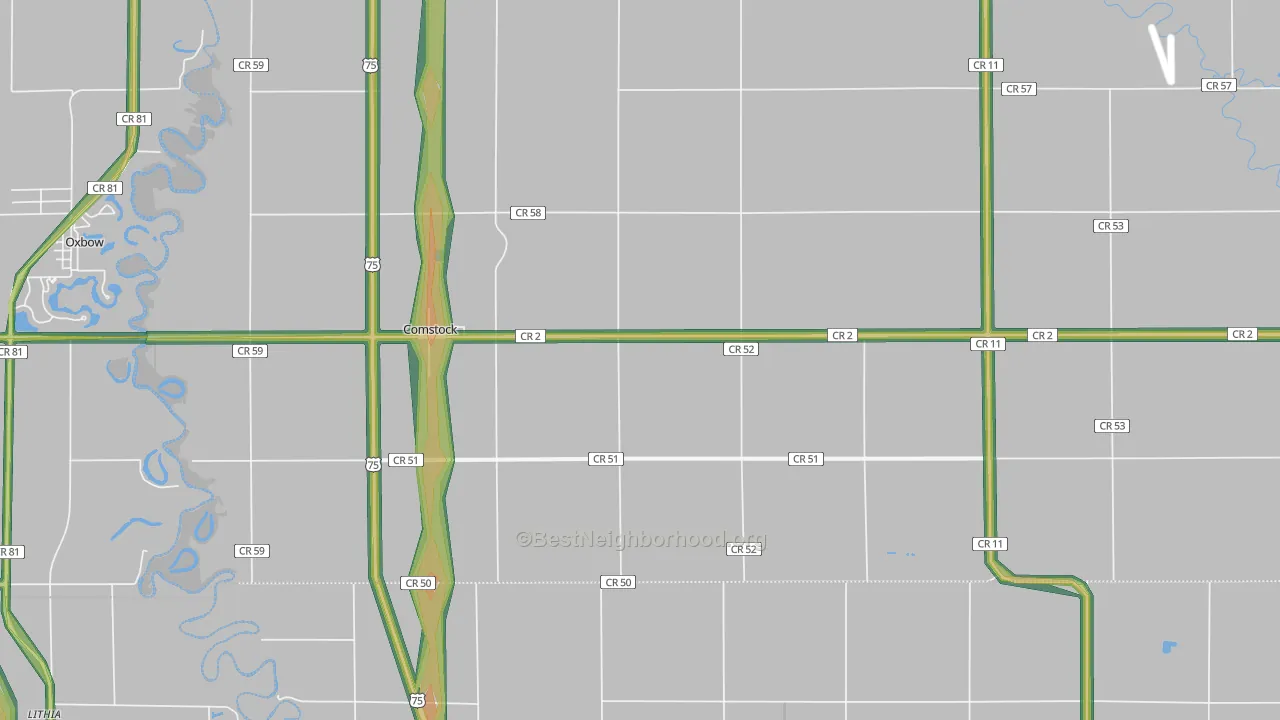Comstock, MN Map of Noise Levels in Comstock
