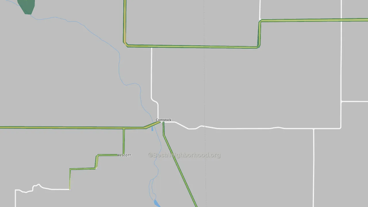 Comstock, NE Map of Noise Levels in Comstock