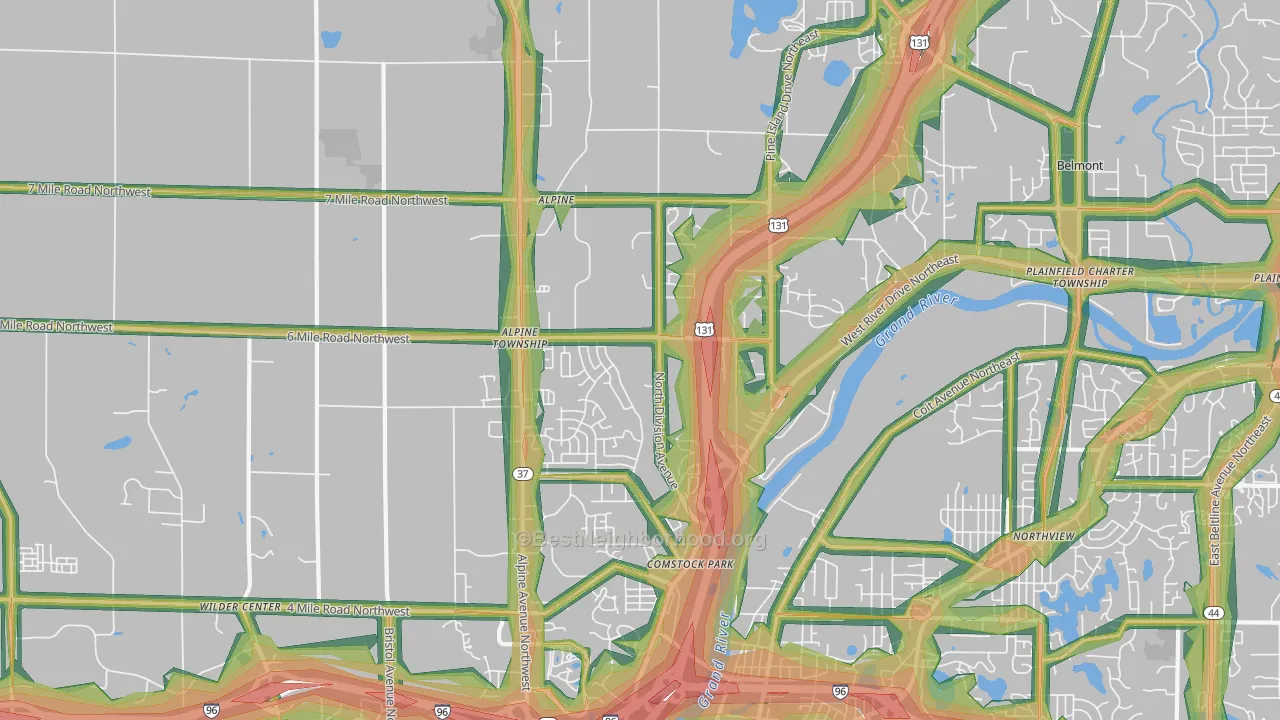 Comstock Park, MI Map of Noise Levels in Comstock Park