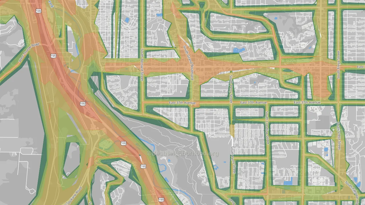 Comstock, Spokane, WA Map of Noise Levels in Comstock