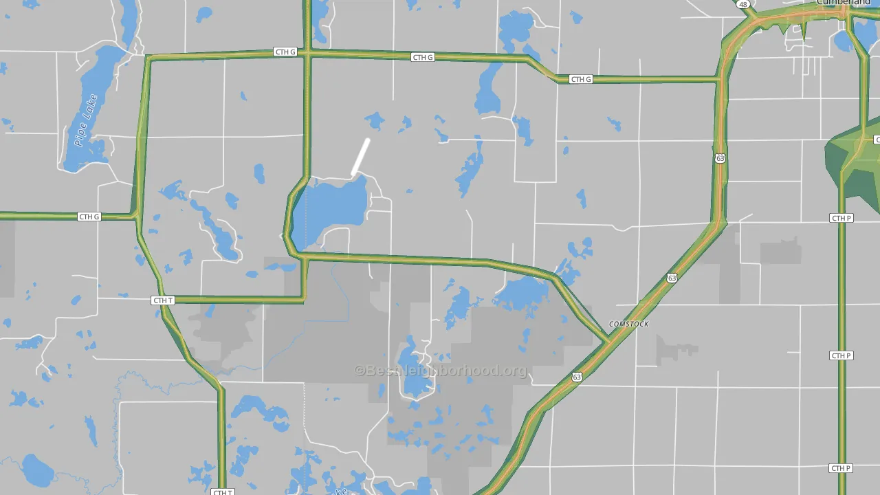Comstock, WI Map of Noise Levels in Comstock