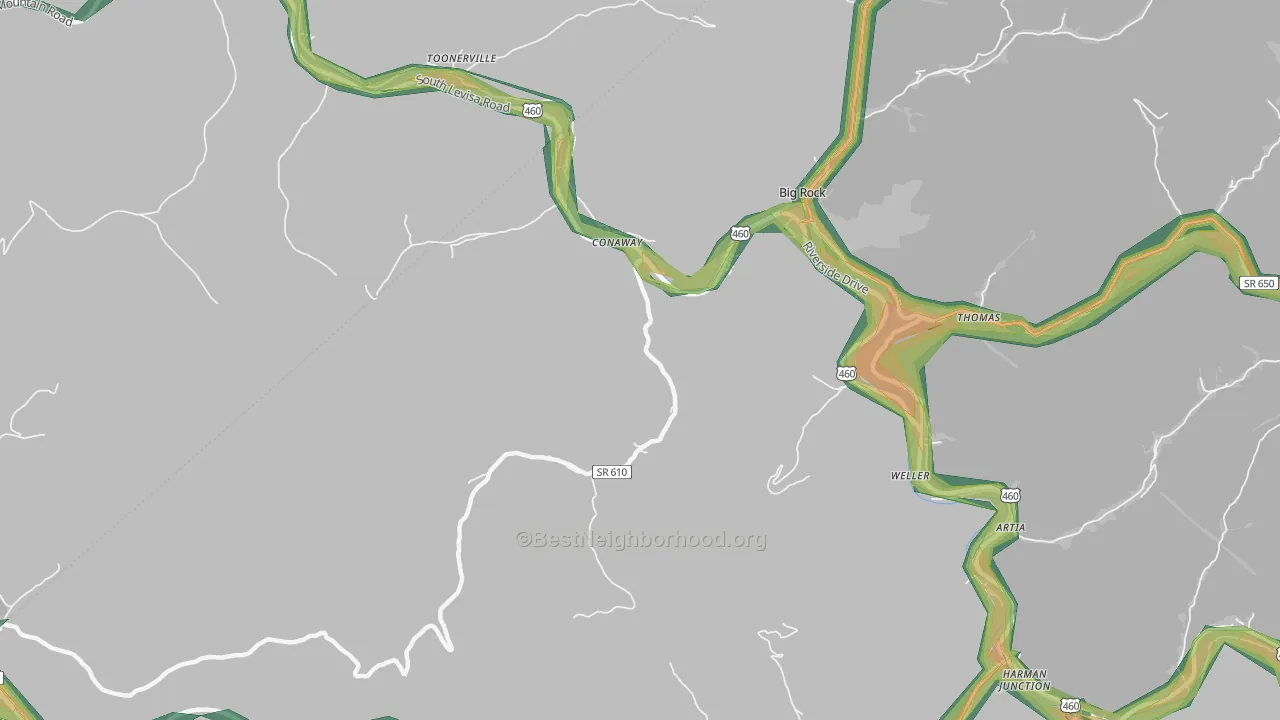 Conaway, VA Map of Noise Levels in Conaway