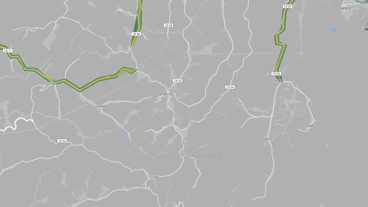 Conaway, WV Map of Noise Levels in Conaway