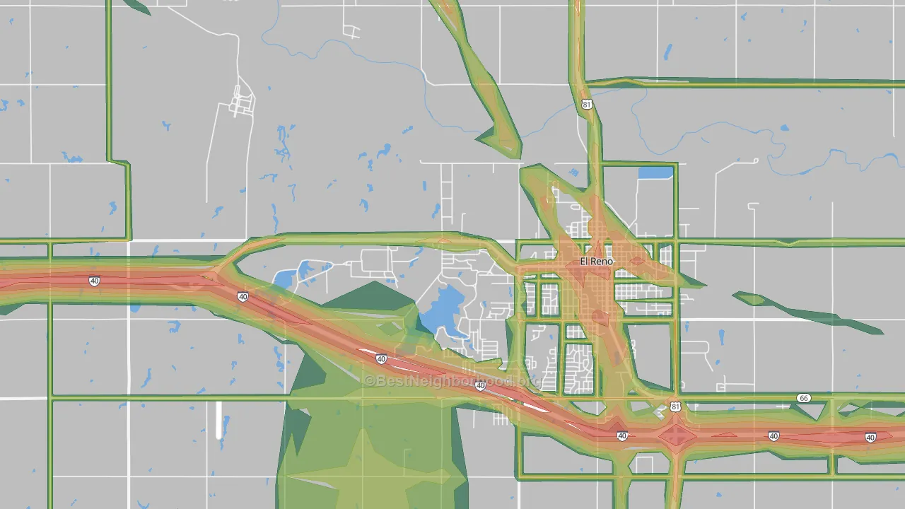 Concho, OK Map of Noise Levels in Concho