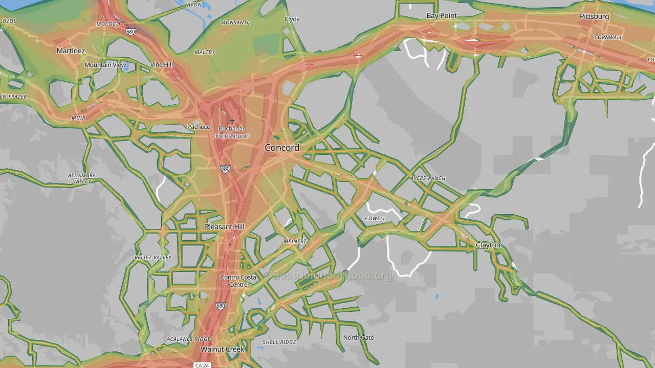 Concord, CA Map of Noise Levels in Concord