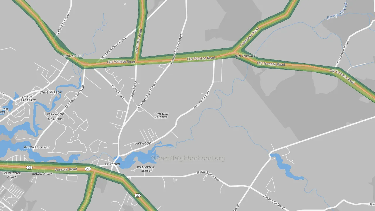 Concord, DE Map of Noise Levels in Concord