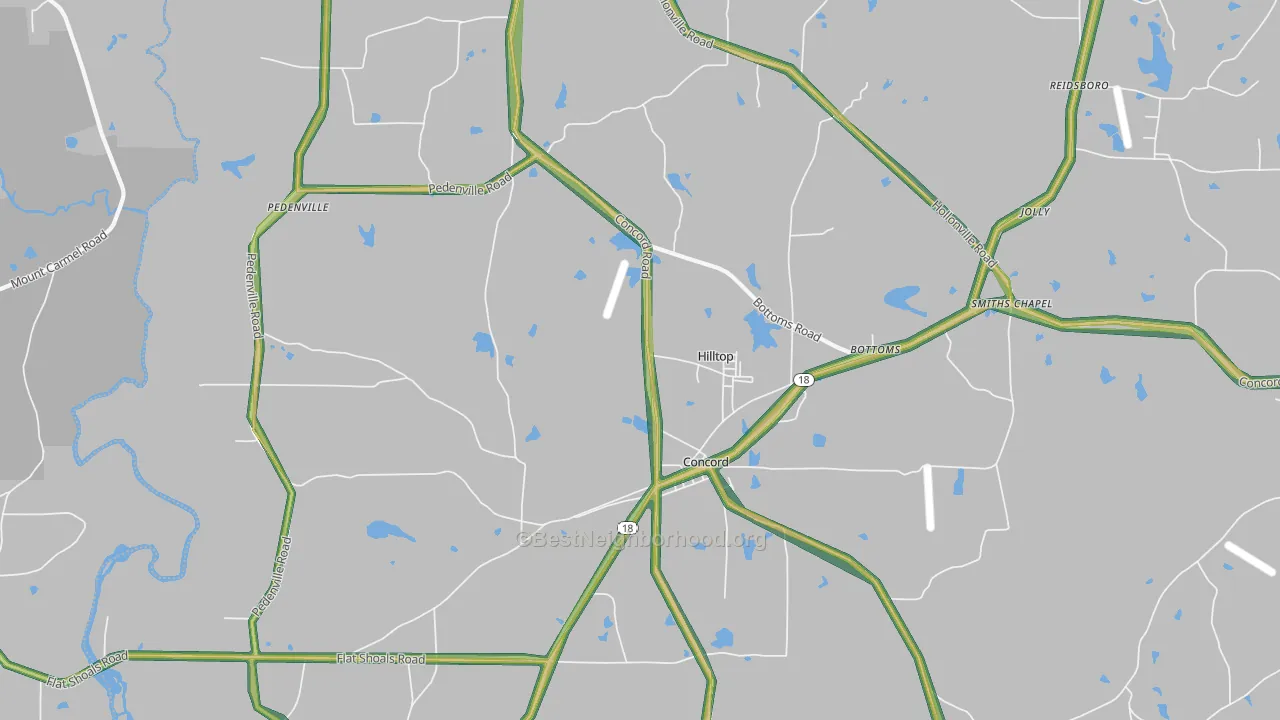 Concord, GA Map of Noise Levels in Concord