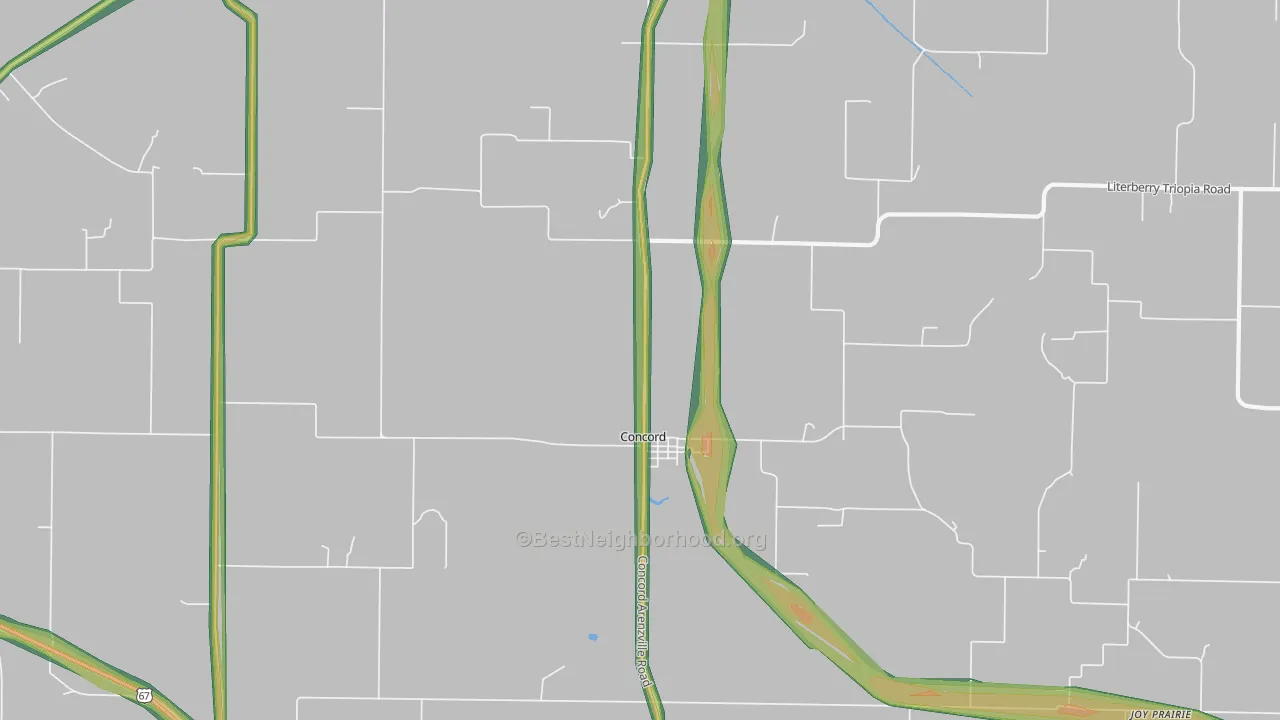 Concord, IL Map of Noise Levels in Concord