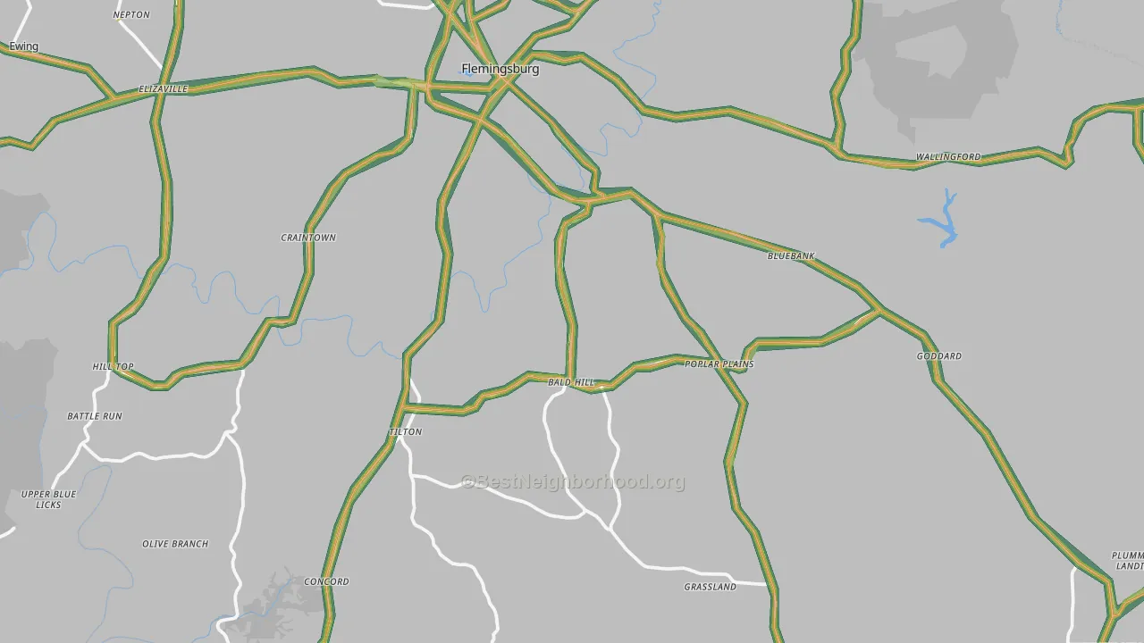 Concord, KY Map of Noise Levels in Concord