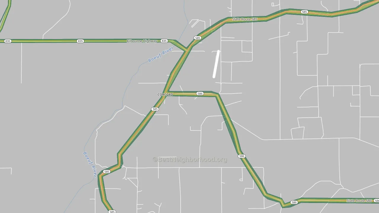 Concord, LA Map of Noise Levels in Concord