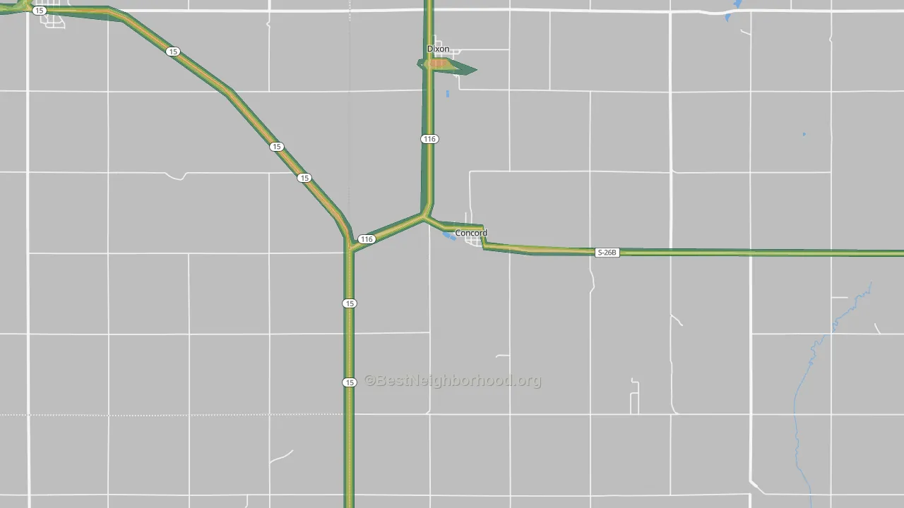 Concord, NE Map of Noise Levels in Concord