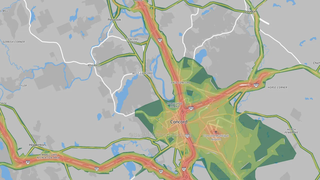 Concord, NH Map of Noise Levels in Concord