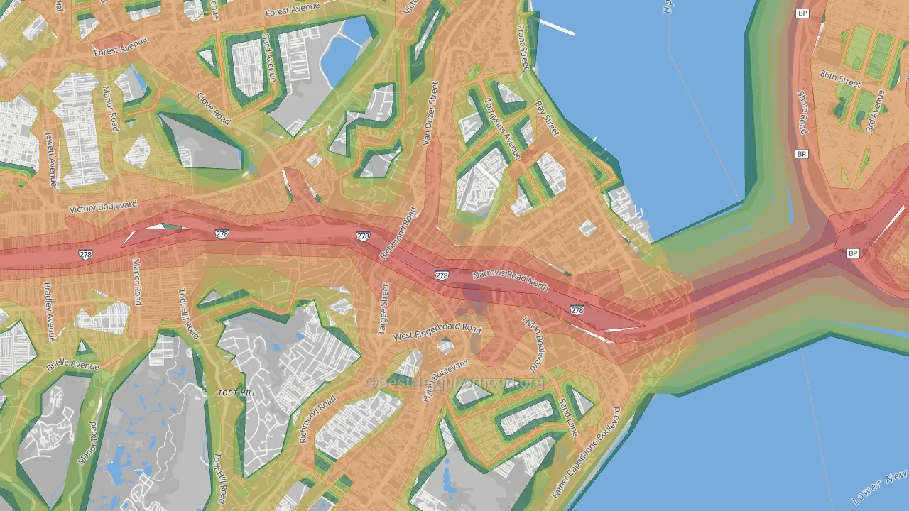 Concord, Staten Island, NY Map of Noise Levels in Concord