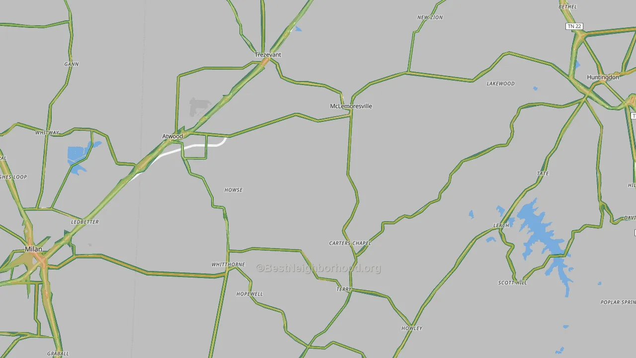 Concord, TN Map of Noise Levels in Concord