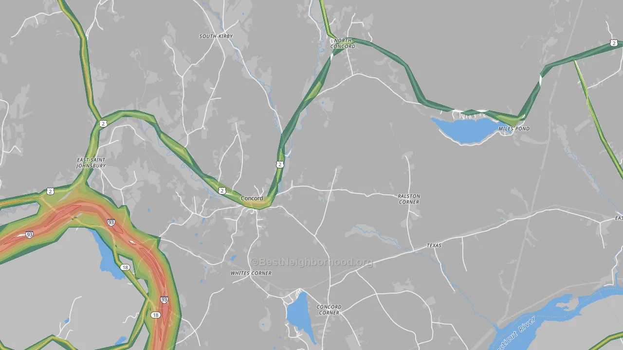 Concord, VT Map of Noise Levels in Concord