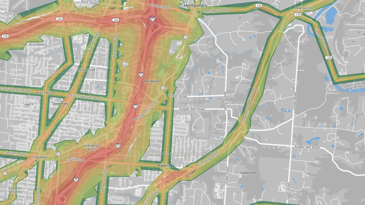 Concorde Hills, OH Map of Noise Levels in Concorde Hills