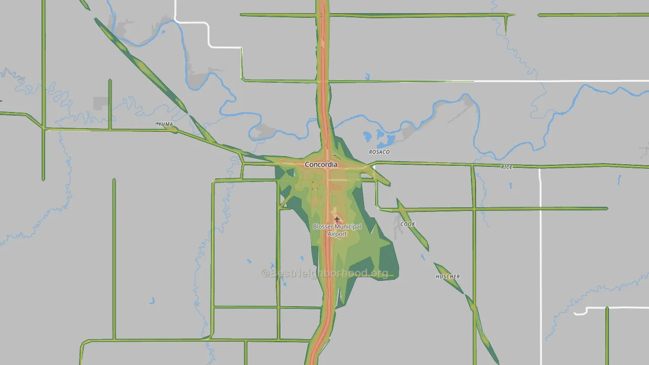 Concordia, KS Map of Noise Levels in Concordia