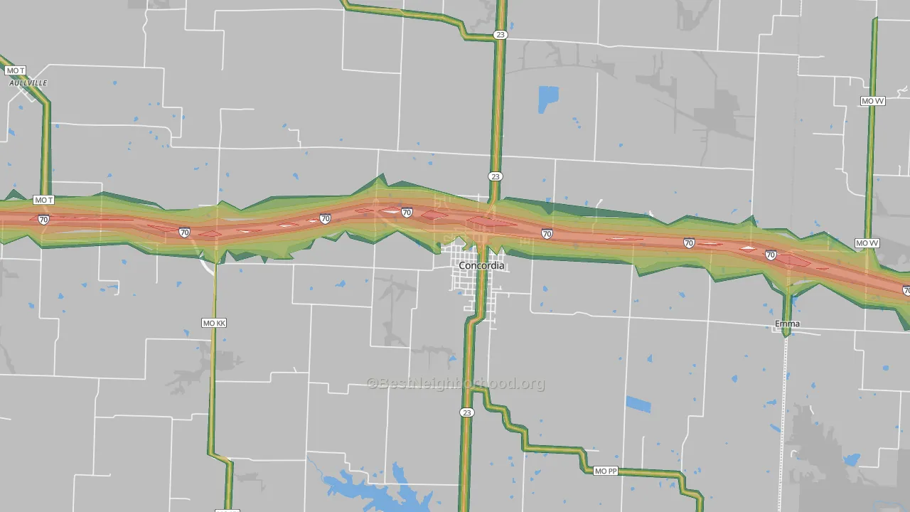Concordia, MO Map of Noise Levels in Concordia