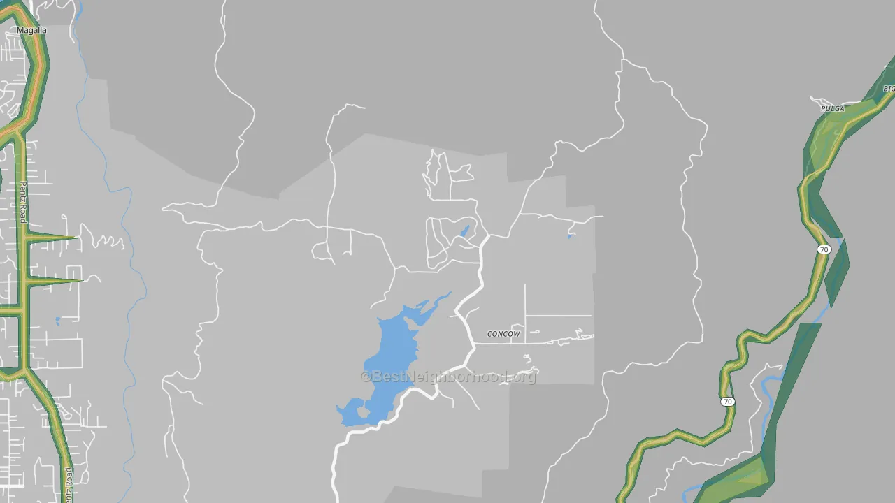 Concow, CA Map of Noise Levels in Concow