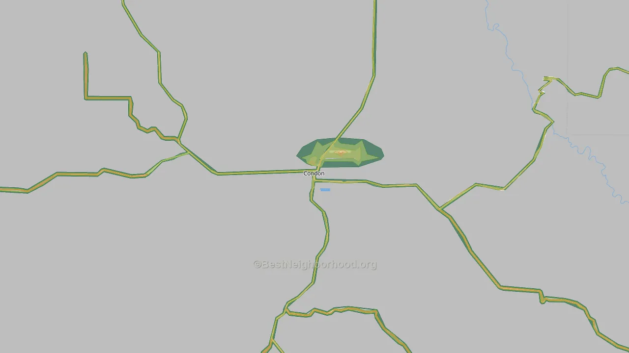 Condon, OR Map of Noise Levels in Condon