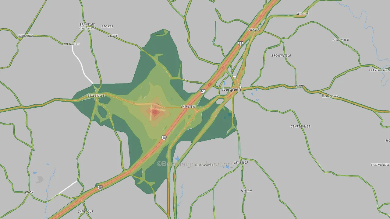 Conecuh County, AL Map of Noise Levels in Conecuh County