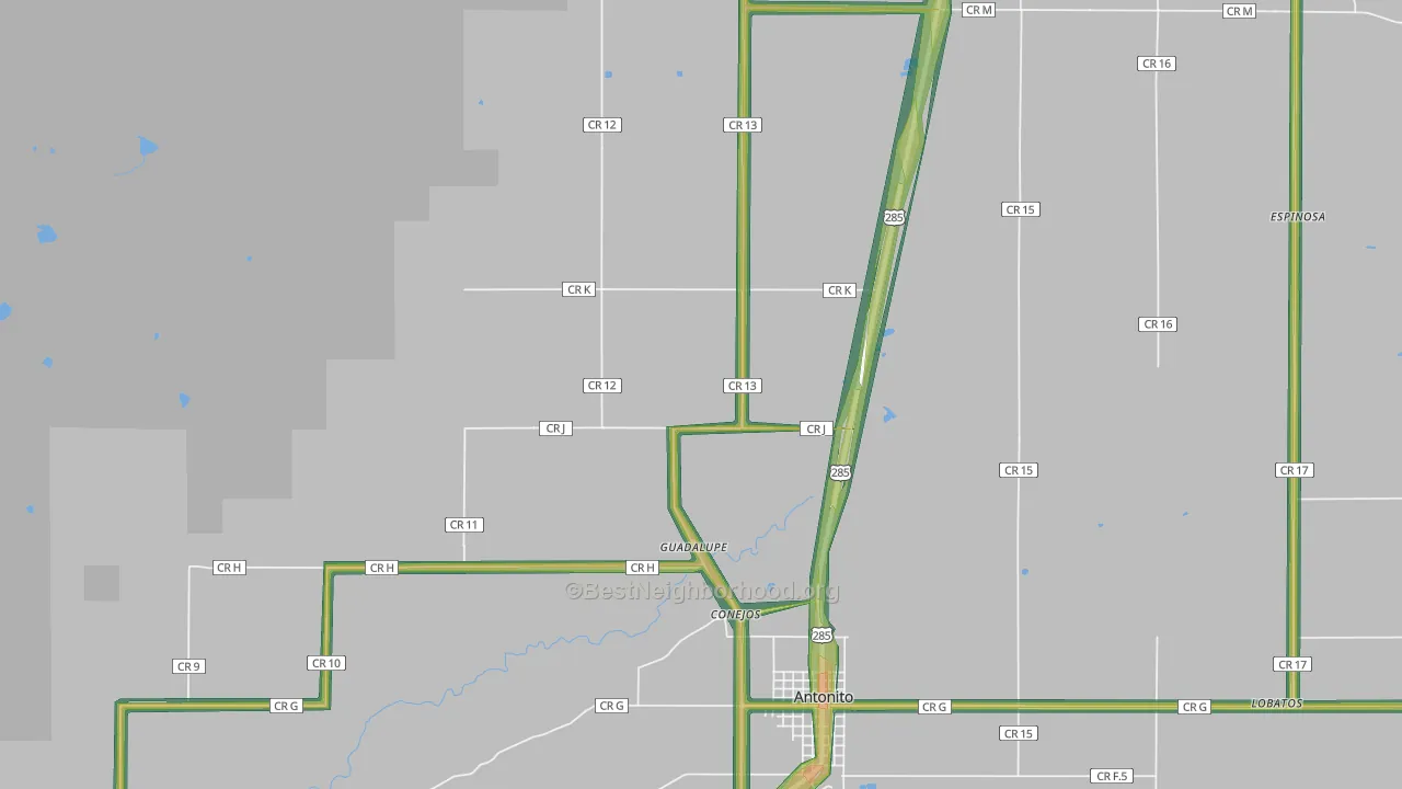 Conejos, CO Map of Noise Levels in Conejos