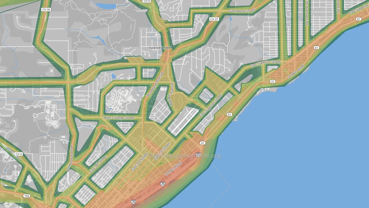 Congdon Park, Duluth, MN Map of Noise Levels in Congdon Park