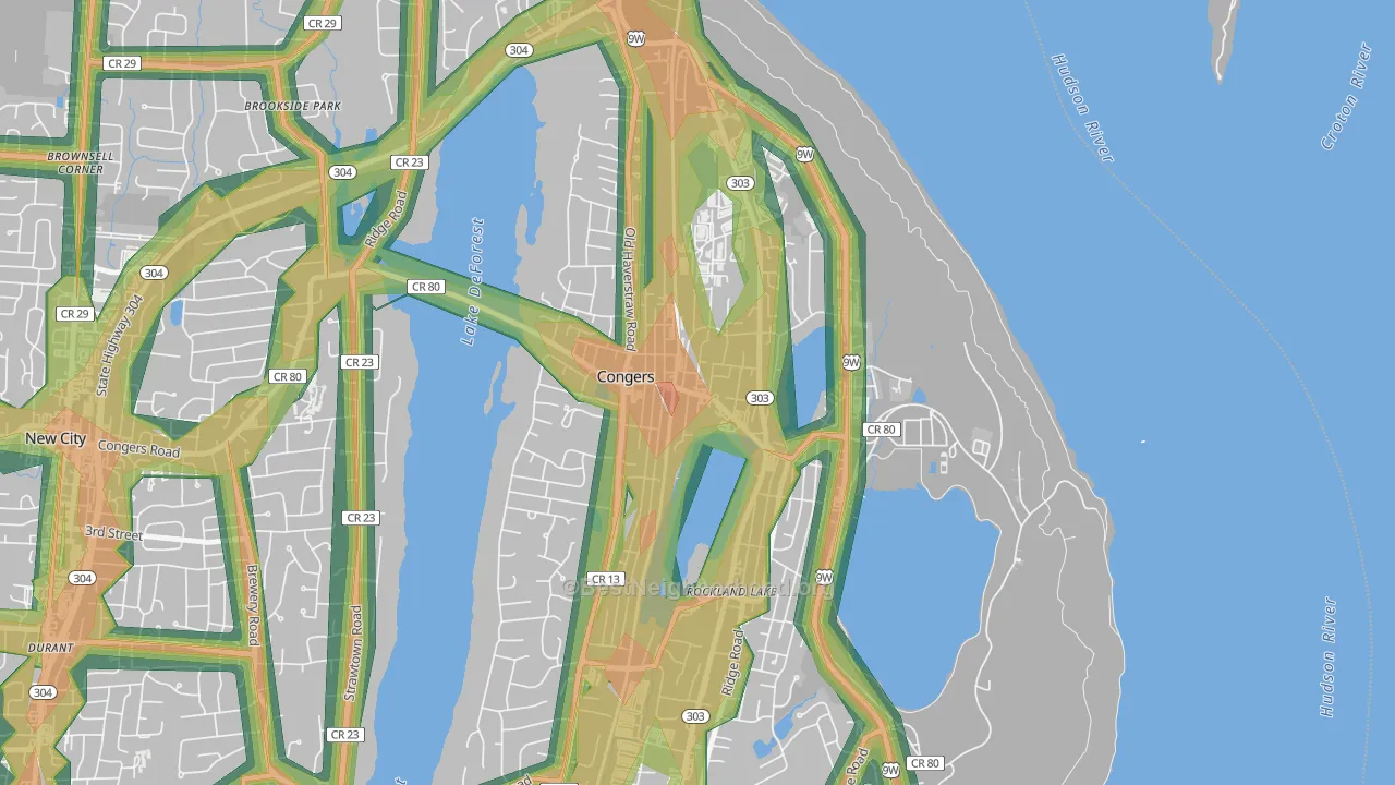Congers, NY Map of Noise Levels in Congers