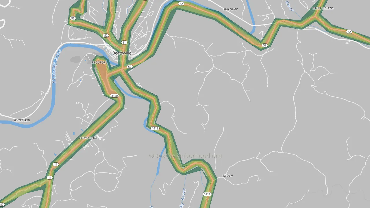 Congleton, KY Map of Noise Levels in Congleton