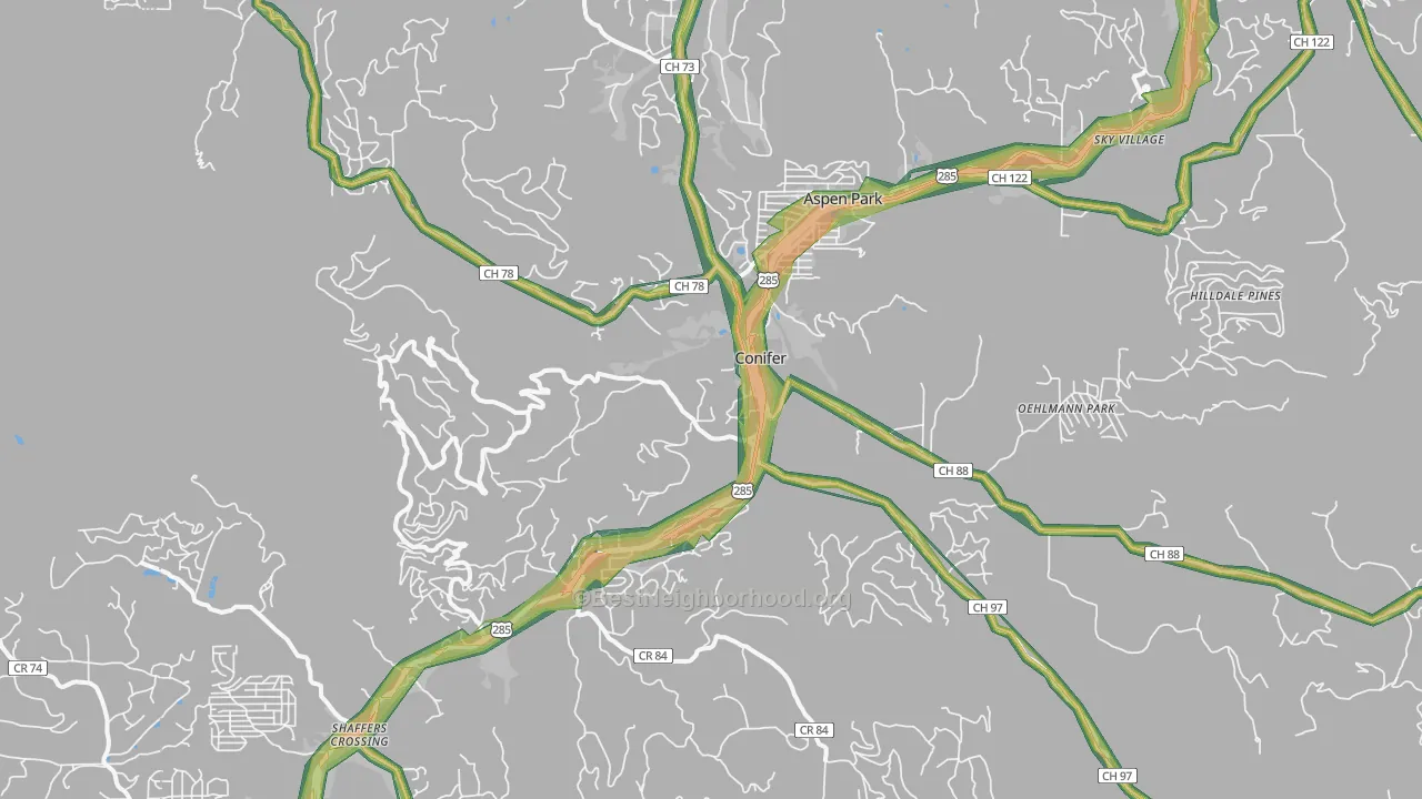 Conifer, CO Map of Noise Levels in Conifer