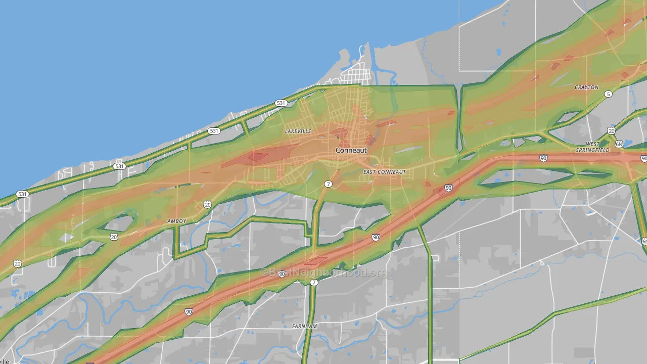 Conneaut, OH Map of Noise Levels in Conneaut
