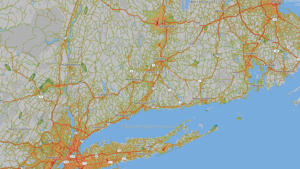 Connecticut Map of Noise Levels in Connecticut