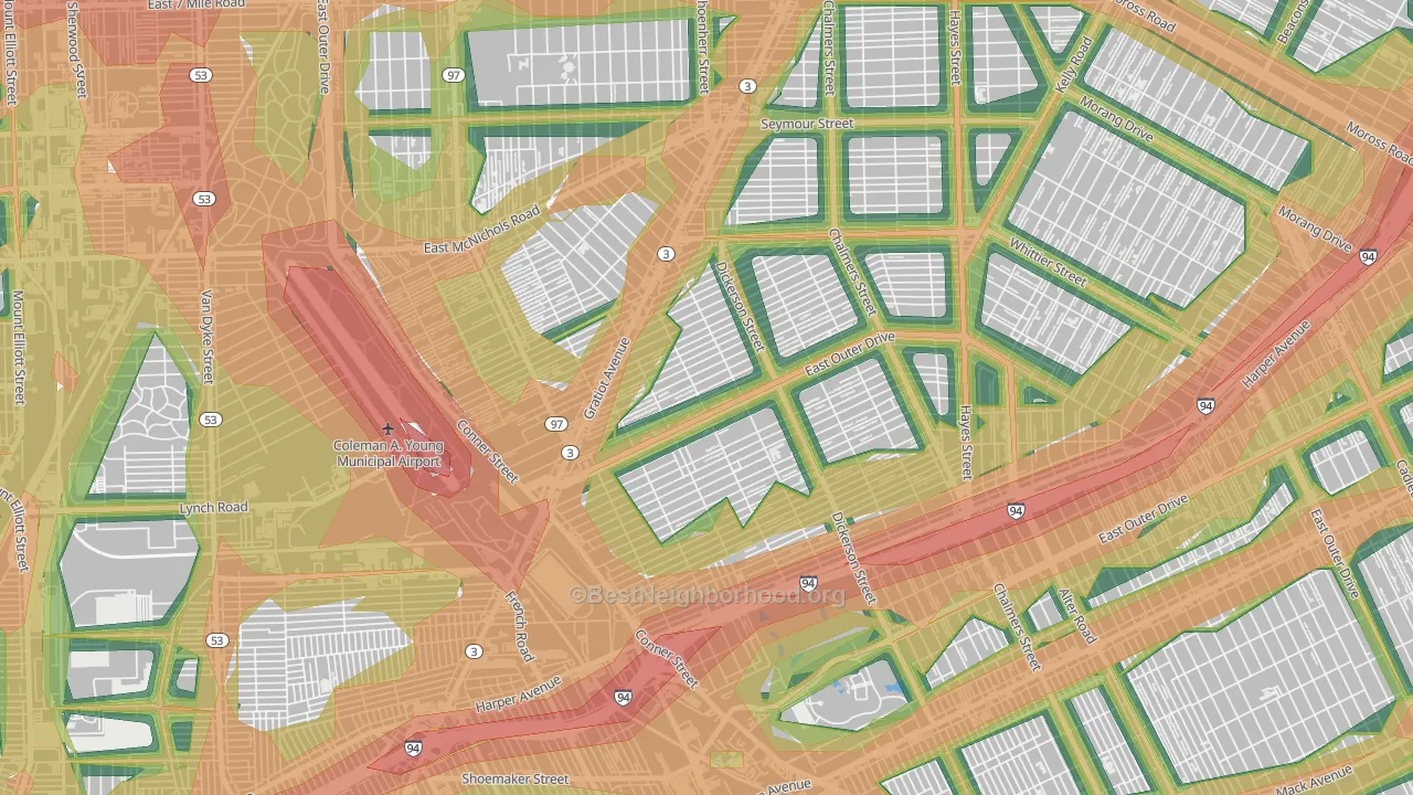 Conner, Detroit, MI Map of Noise Levels in Conner