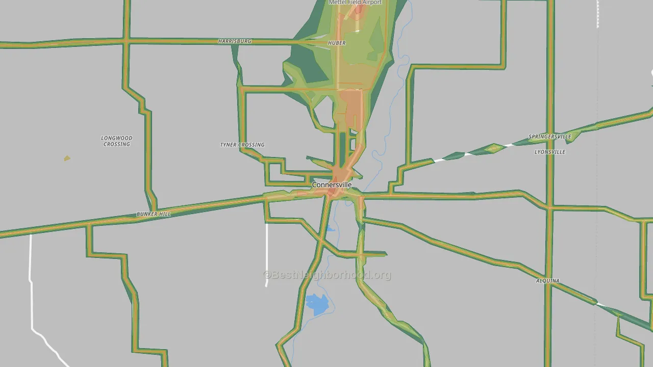 Connersville, IN Map of Noise Levels in Connersville